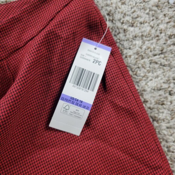 Le Suit Dress Pants Women's 18 Red Black Houndstooth Trouser Career Lined Tags - Picture 4 of 9